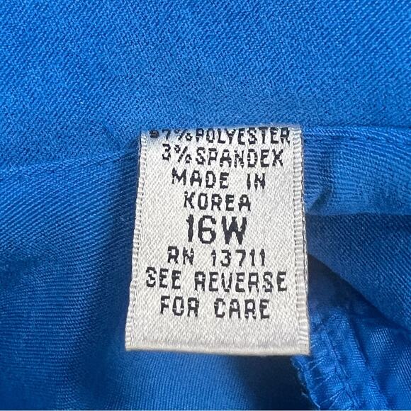 AMANDA SMITH Vintage Double Collar Blue Faux Suede Blazer Women’s SZ 16W - Picture 11 of 16